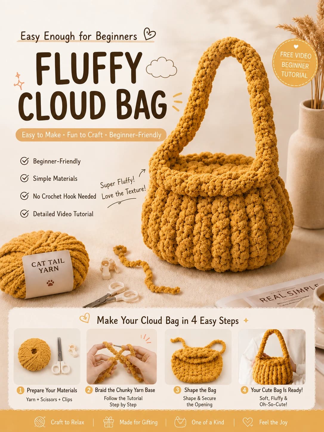 【Soft Cloud Bag】DIY Craft Kit|Beginner Friendly|Tutorial Included