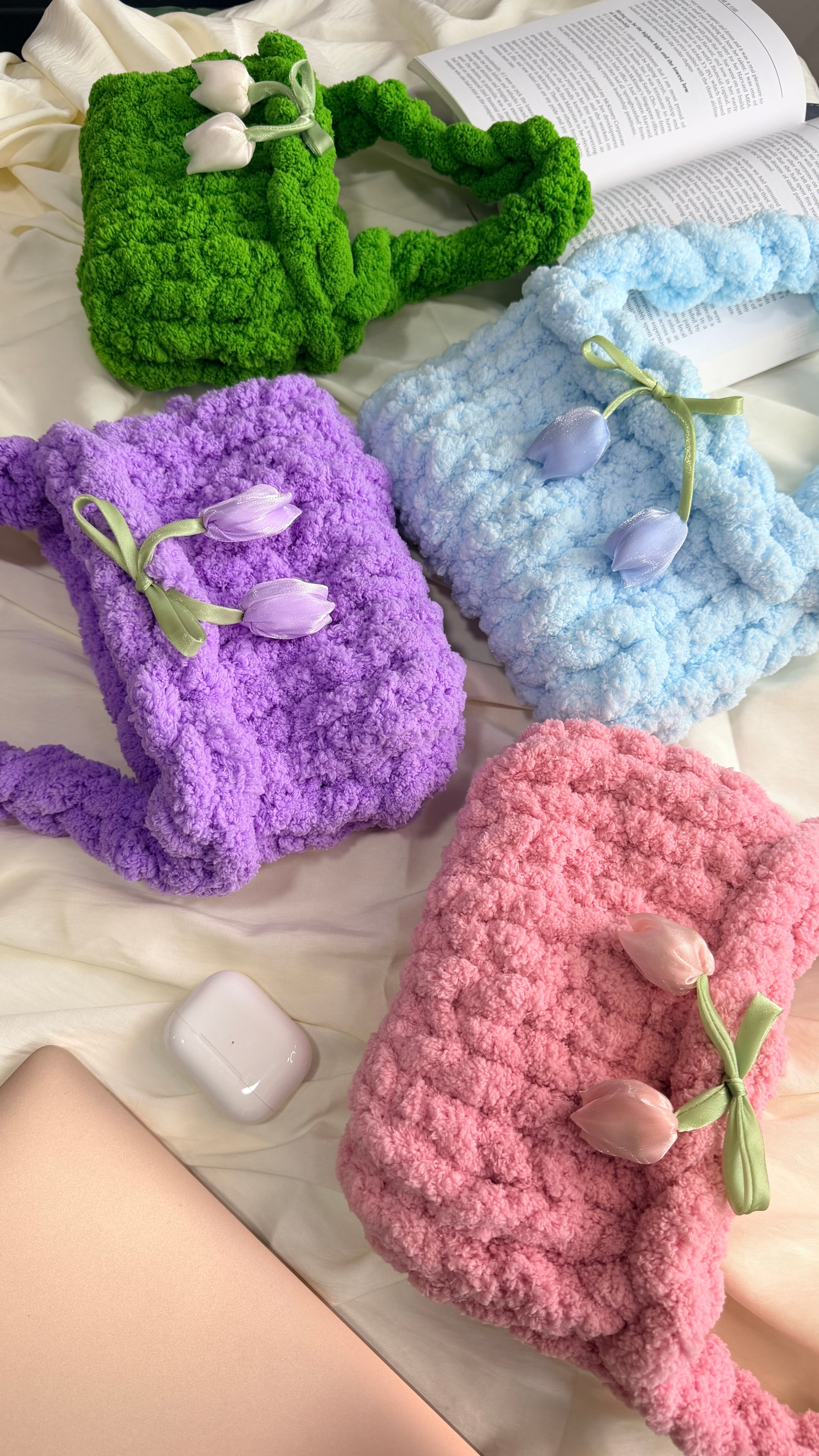 Tulip Garden | Handmade Fluffy Crochet Bag